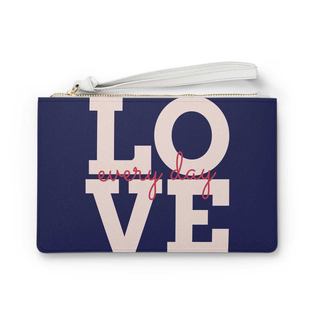 Love Every Day Clutch — Navy Valentine Heart Candy Pattern Wristlet