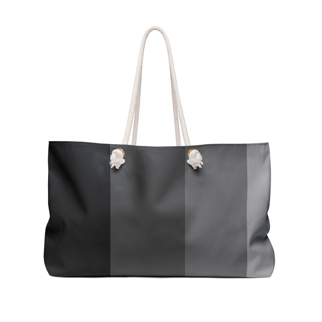 Gray Gradient Weekender Bag — Large Striped Travel Tote