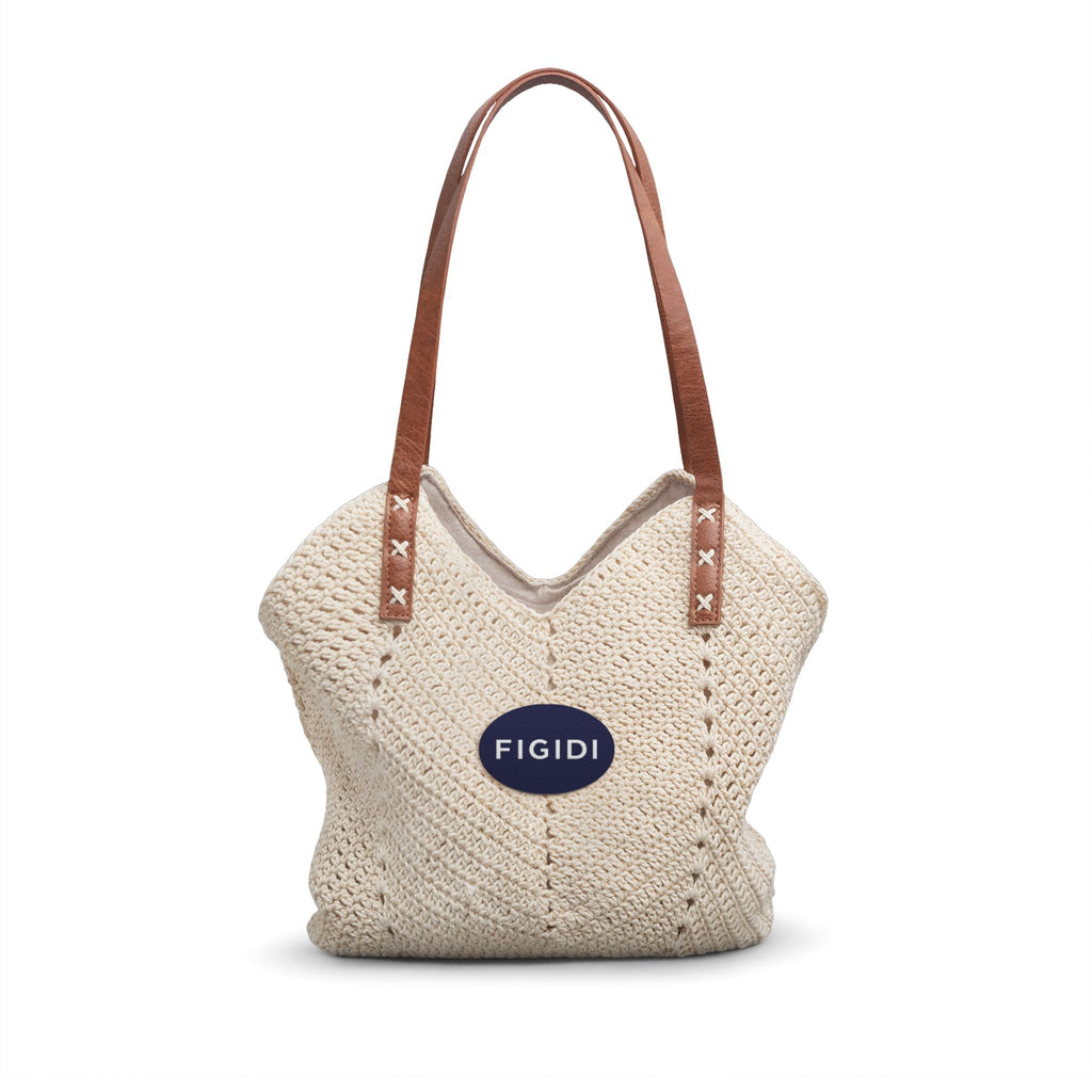 Woven Straw Shoulder Bag with Leather Straps — Beach Tote & Casual Summer Handbag