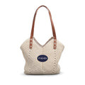Woven Straw Shoulder Bag with Leather Straps — Beach Tote & Casual Summer Handbag