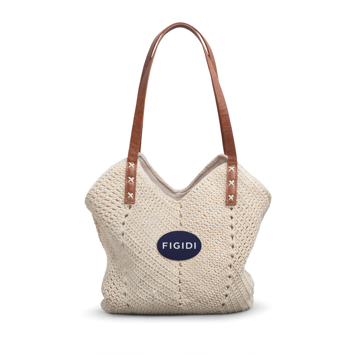 Woven Straw Shoulder Bag with Leather Straps — Beach Tote & Casual Summer Handbag