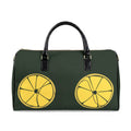 Lemon Slice Faux Leather Travel Bag — Green Weekend Duffle