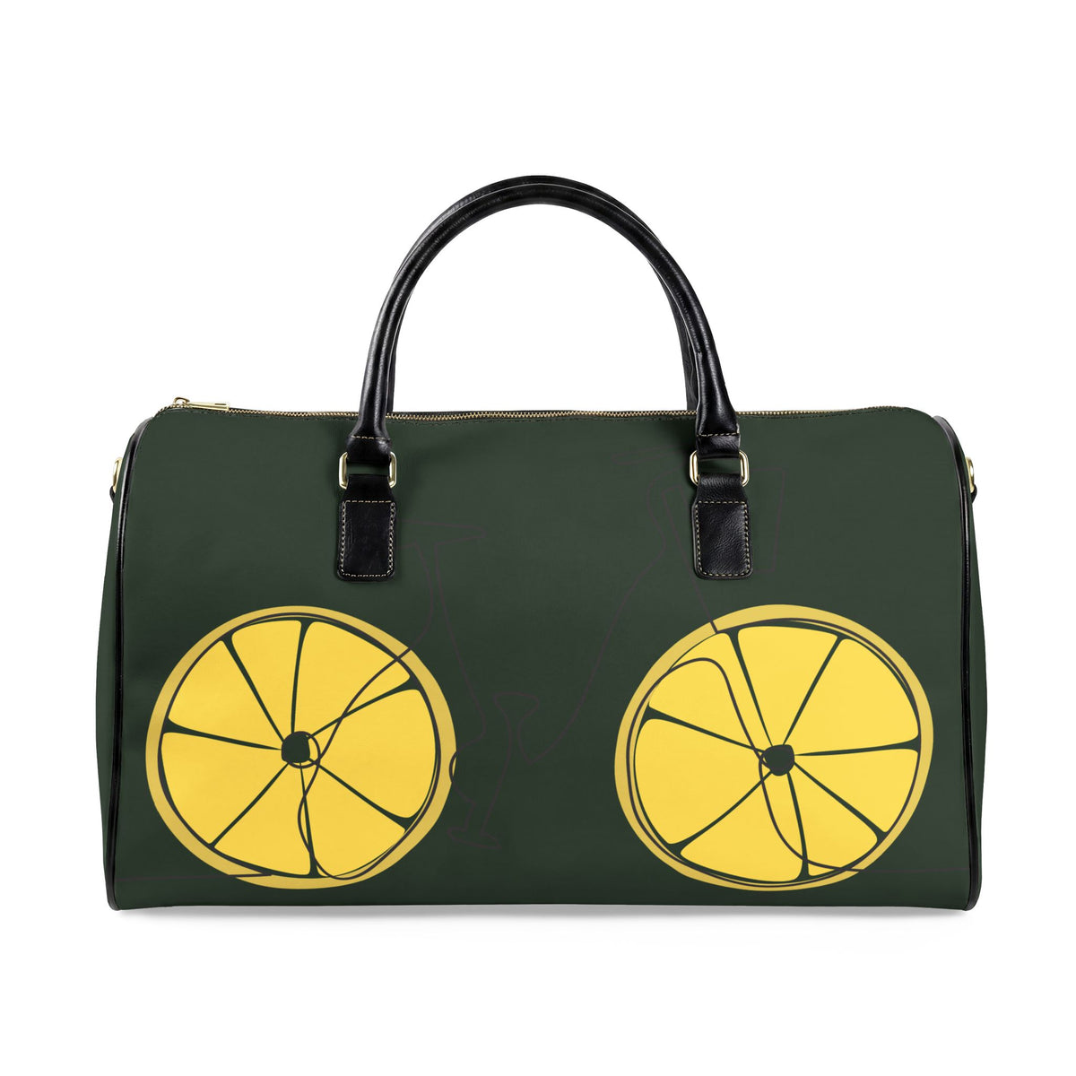 Lemon Slice Faux Leather Travel Bag — Green Weekend Duffle