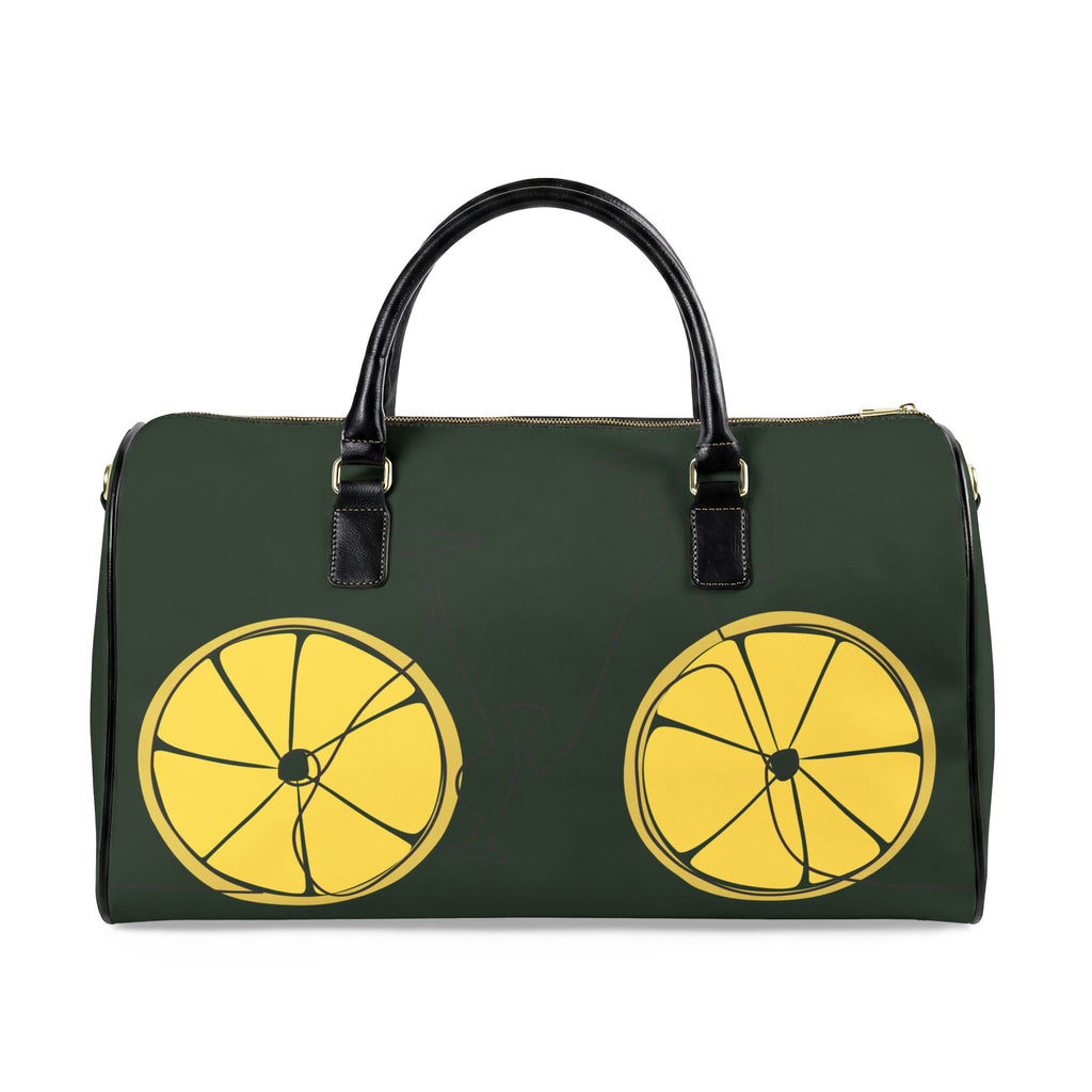 Lemon Slice Faux Leather Travel Bag — Green Weekend Duffle