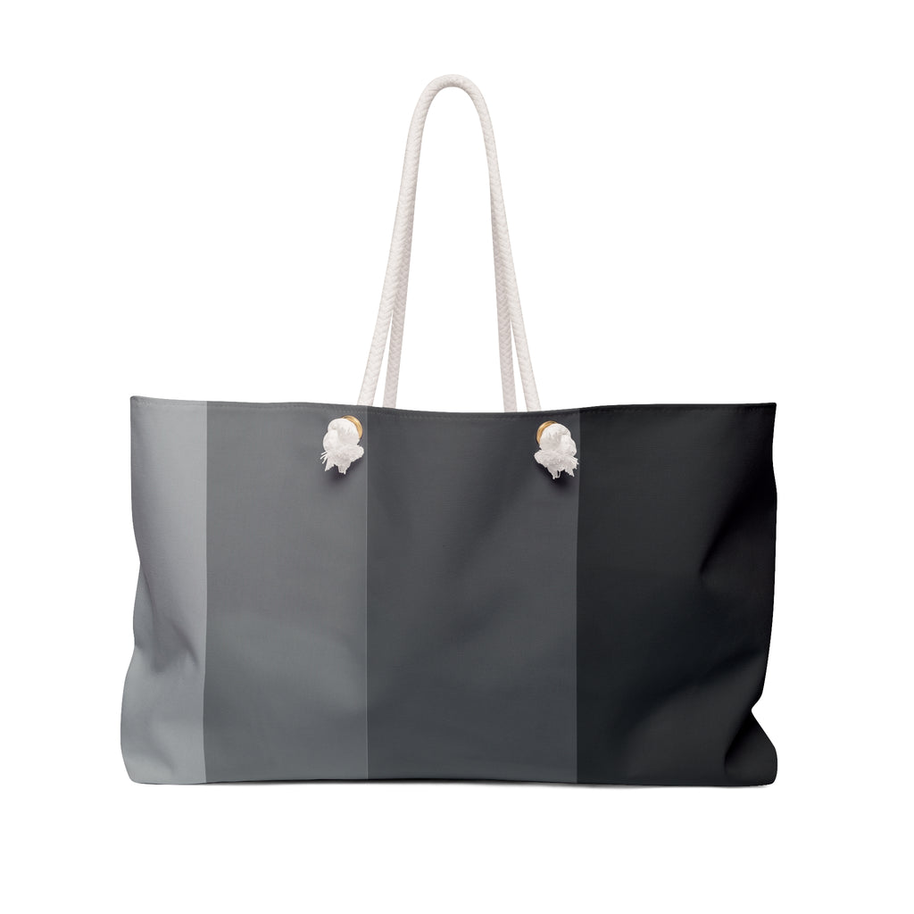 Gray Gradient Weekender Bag — Large Striped Travel Tote
