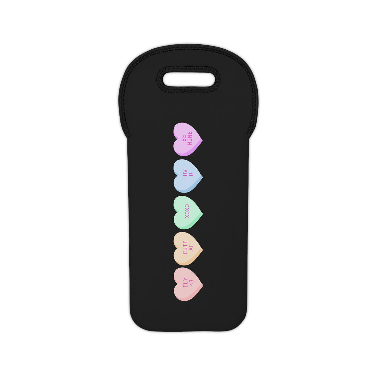 Candy Heart Wine Tote Bag — Pastel Conversation Hearts Wine Carrier