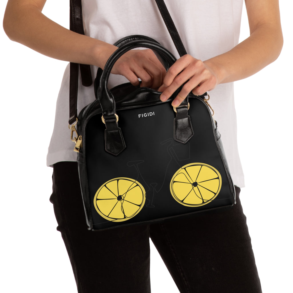 Shoulder Handbag — Black Lemon Slice Tote Bag
