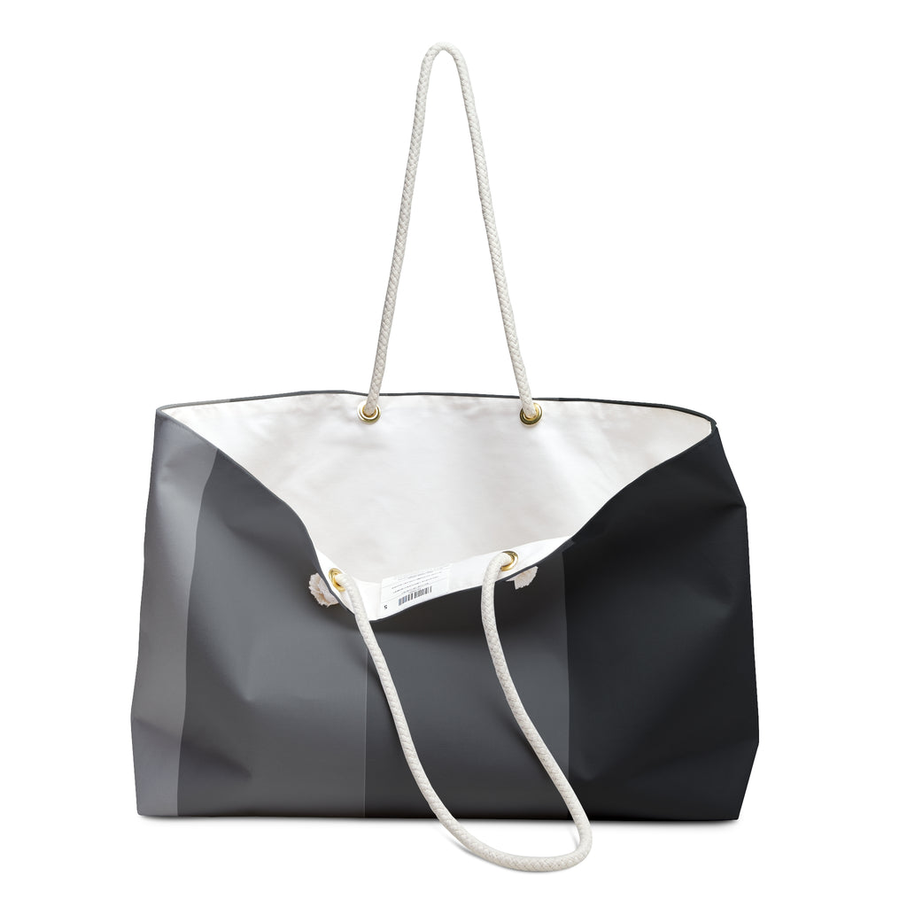 Gray Gradient Weekender Bag — Large Striped Travel Tote