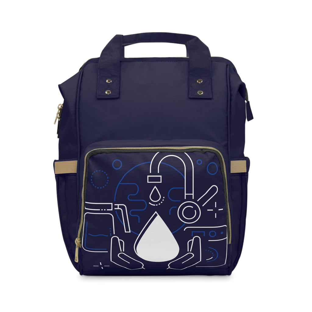 Multifunctional Diaper Backpack — Navy Baby Care Bag with Waterproof Front Pocket