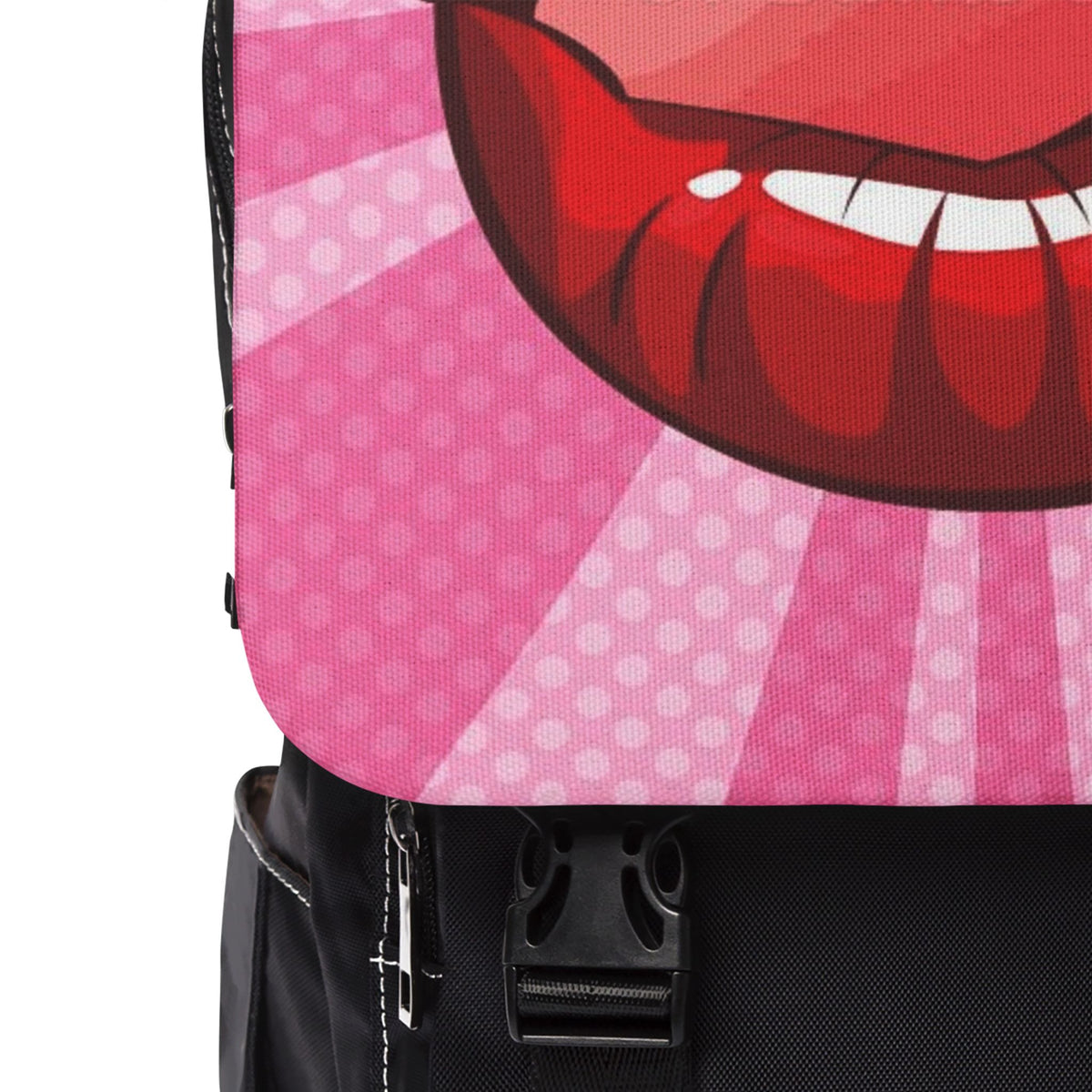 Pop Art Kiss Backpack – Pink Lip Print Casual Shoulder Backpack