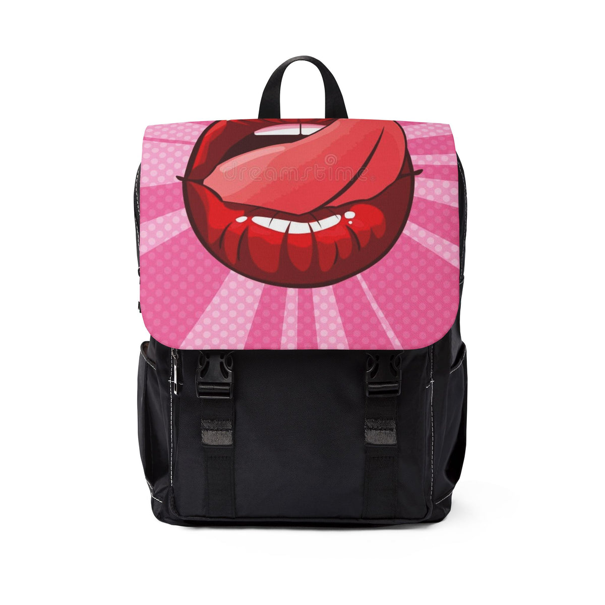 Pop Art Kiss Backpack – Pink Lip Print Casual Shoulder Backpack