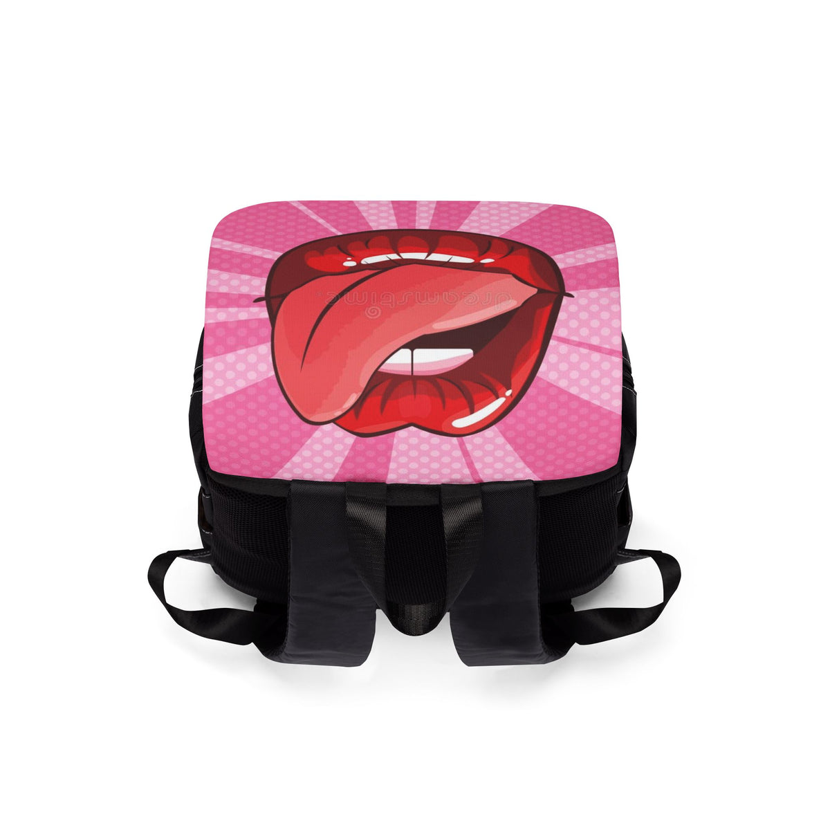 Pop Art Kiss Backpack – Pink Lip Print Casual Shoulder Backpack