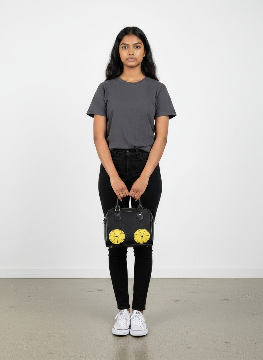 Shoulder Handbag — Black Lemon Slice Tote Bag